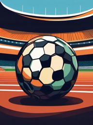 Soccer Ball Clipart - A soccer ball in the stadium.  color clipart, minimalist, vector art, 