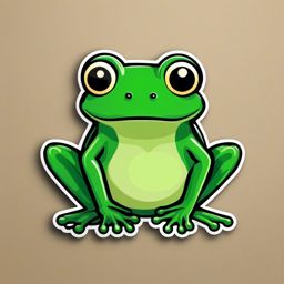 Frog Sticker - A green frog with bulging eyes, ,vector color sticker art,minimal