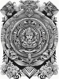 aztec tattoos black and white design 