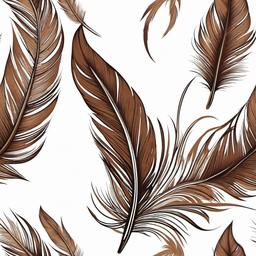 Brown Feather Tattoo - Feather design with brown coloration.  simple vector tattoo,minimalist,white background