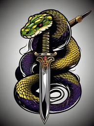 snake with sword tattoo  simple vector color tattoo