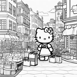 hello kitty coloring pages - hello kitty enjoys a day of shopping with friends. 