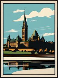 Ottawa clipart - Parliament Hill and Ottawa River, ,color clipart vector style