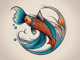 pisces koi fish tattoo  simple vector color tattoo