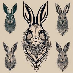 jack rabbit tattoo  minimalist color tattoo, vector
