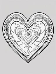 Heart with Love Banner Coloring Pages - Heart with a “Love” Banner  minimal black outline printable sheet, coloring page