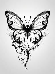 Butterfly Heartbeat Tattoo - Combine the symbolism of transformation with the rhythmic beauty of a heartbeat in a charming tattoo.  simple vector color tattoo,minimal,white background