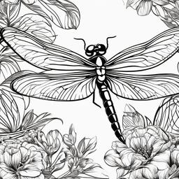 dragonfly clipart black white  vector style illustration