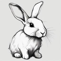 drawing of a white bunny  minimal rough sketch scribbles,doodles,black and white