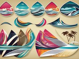 Surfboard clipart - surfboard and ocean waves  vector clipart