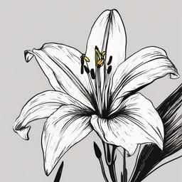 drawing of a lily with vibrant colors  minimal rough sketch scribbles,doodles,black and white