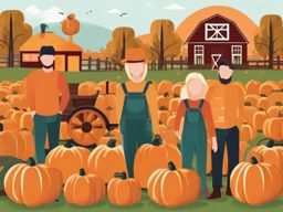 Pumpkin Farm clipart - Family day at the pumpkin farm, ,vector color clipart,minimal