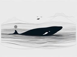 drawing of a whale and a sailor  minimal rough sketch scribbles,doodles,black and white