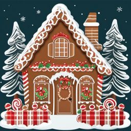 Gingerbread House Clipart,Illustrating a cozy holiday home with gingerbread house clipart  simple, 2d flat