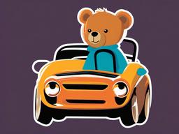 Teddy Bear clipart - teddy bear riding a toy car  color,minimalist,vector clipart