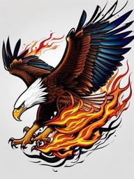 eagle fire tattoo  simple color tattoo,white background