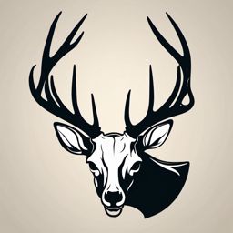 Simple deer skull silhouette, a clean tribute to wildlife.  simple color tattoo style