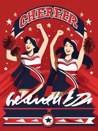 Cheer clipart - cheer team celebrating a victory  