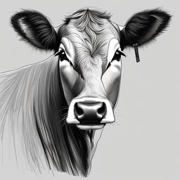 easy sketch of cow  minimal rough sketch scribbles,doodles,black and white