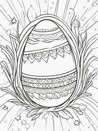 Easter Egg Coloring Pages - Egg with rainbow colors and sparkles  simple coloring pages