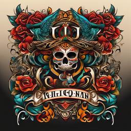 chicano style tattoo letters  simple vector color tattoo