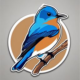 Eastern Bluebird Sticker - A chirping eastern bluebird perched on a twig, ,vector color sticker art,minimal