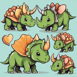 Cute Triceratops Clipart,Sweet illustrations of a cute triceratops  vector clipart