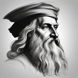 sketch of leonardo da vinci  minimal rough sketch scribbles,doodles,black and white