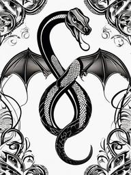 Snake and Tattoo - Combination of snake and tattoo motifs.  simple vector tattoo,minimalist,white background