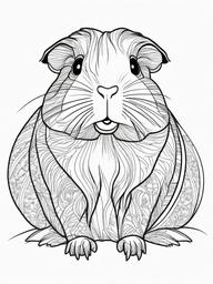 Guinea Pig Coloring Pages - Squeaky Cuddly Pet Rodent  black outline printable coloring page