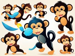 monkey clipart - playful monkey design, full of energy. 