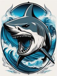 ferocious shark tattoo, embodying the spirit of the ocean's apex predator. 