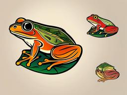 Traditional Frog Tattoo-Classic and timeless tattoo featuring a frog in a traditional style, capturing themes of nature and symbolism.  simple color vector tattoo