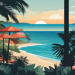 Seaside View clipart - Picturesque view of the seaside, ,vector color clipart,minimal