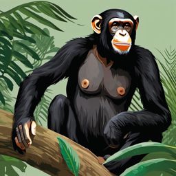 Chimpanzee clipart - Close relative of humans in the wild, ,vector color clipart,minimal