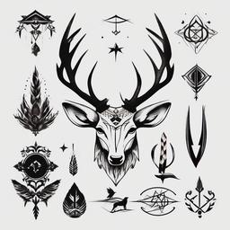 hunting symbols tattoos  simple color tattoo,minimal,white background