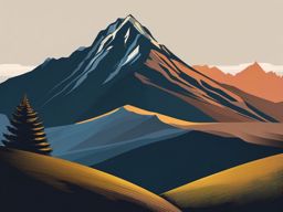 Mountain Clipart - A majestic mountain in the distance.  color clipart, minimalist, vector art, 