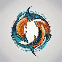 unique pisces symbol tattoo  simple vector color tattoo