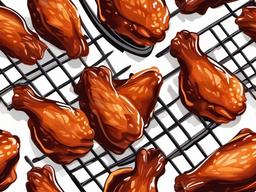 BBQ chicken wings on the grill clipart.  vector style illustration, white background