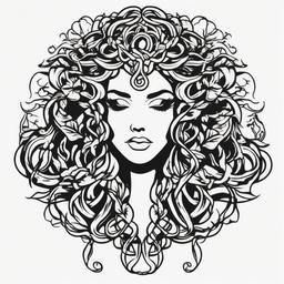 Medusa Temporary Tattoo - Experiment with a temporary Medusa tattoo to showcase the mesmerizing beauty without the commitment.  simple vector color tattoo,minimal,white background