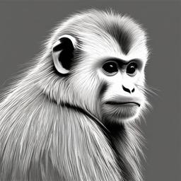 drawing of a golden snub-nosed monkey  minimal rough sketch scribbles,doodles,black and white