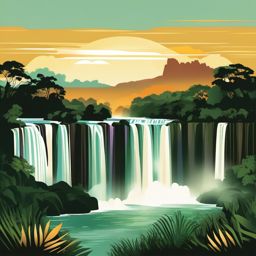 The Iguazu Falls clipart - Waterfalls on the border of Argentina and Brazil, ,color clipart vector style