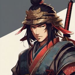 Brave samurai warrior in a feudal Japan.  front facing ,centered portrait shot, cute anime color style, pfp, full face visible