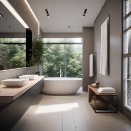 Minimalist Bathroom - Minimalist bathroom design with sleek lines and neutral colors. realistic, professional photography, bokeh, natural lighting, canon lens, shot on dslr 64 megapixels sharp focus