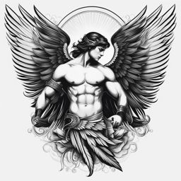 icarus tattoo black and white design 