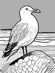 Seagull Coloring Pages - Coastal Scavenging Bird  minimal black outline printable sheet, coloring page