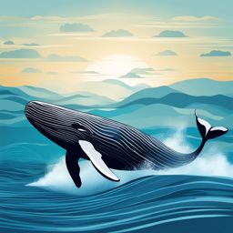 whale clipart: swimming gracefully in a vast ocean. 