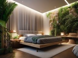 Eco-Friendly Sleeping Space - Design an eco-friendly bedroom with sustainable and natural elements. , bedroom interior decor design ideas, multicoloured, photo realistic, hyper detail, high resolution,