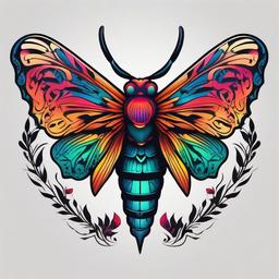 Colorful Death Moth Tattoo - Combine symbolism and vibrant colors with a tattoo featuring the colorful Death moth design.  simple vector color tattoo, minimal, white background