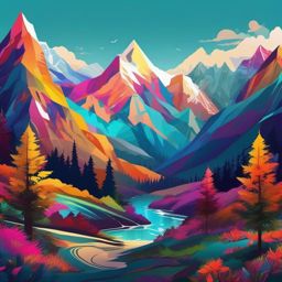 Cool Scenic Wallpapers Majestic Mountain Ranges and Pristine Wilderness wallpaper splash art, vibrant colors, intricate patterns